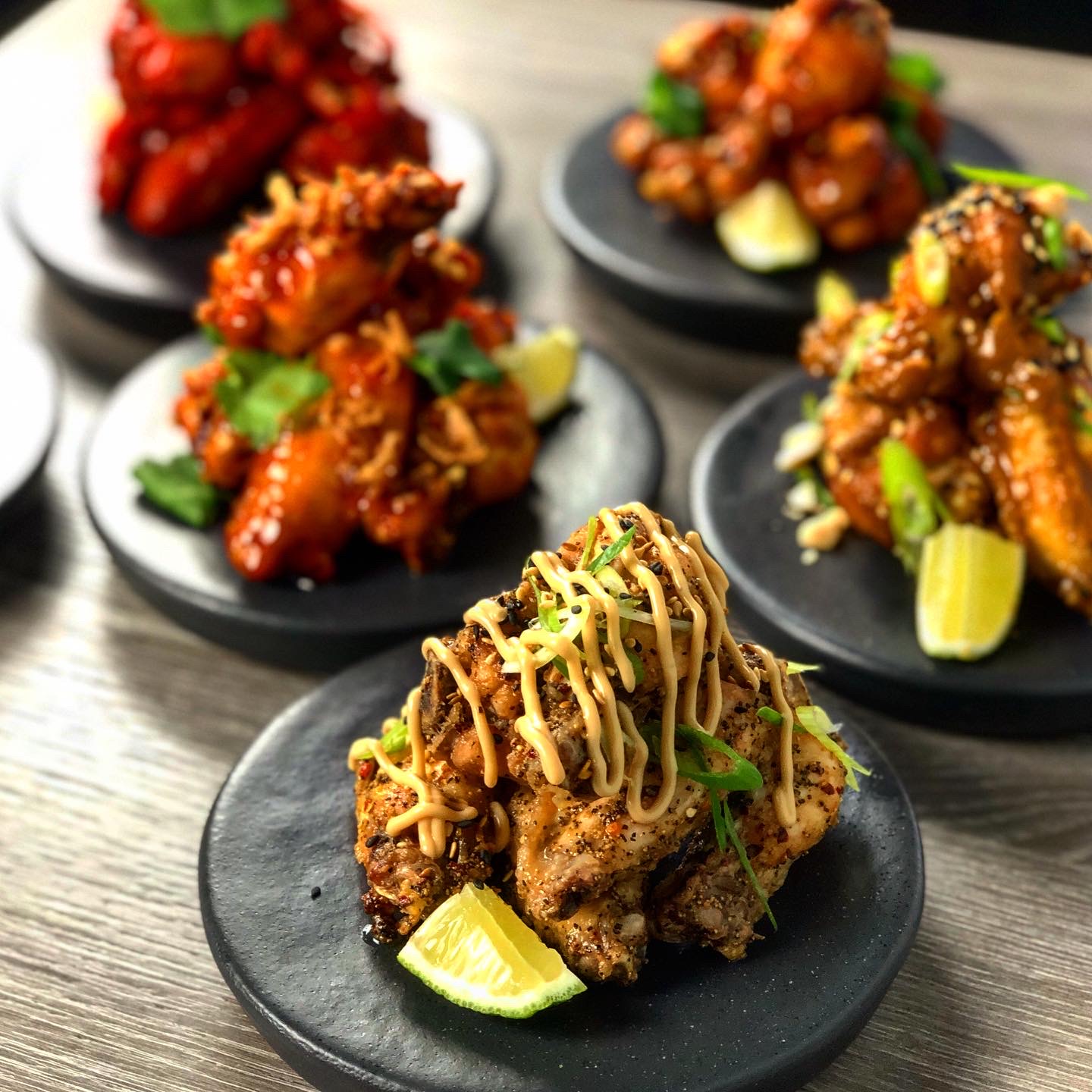 Wings being finished during recipe development